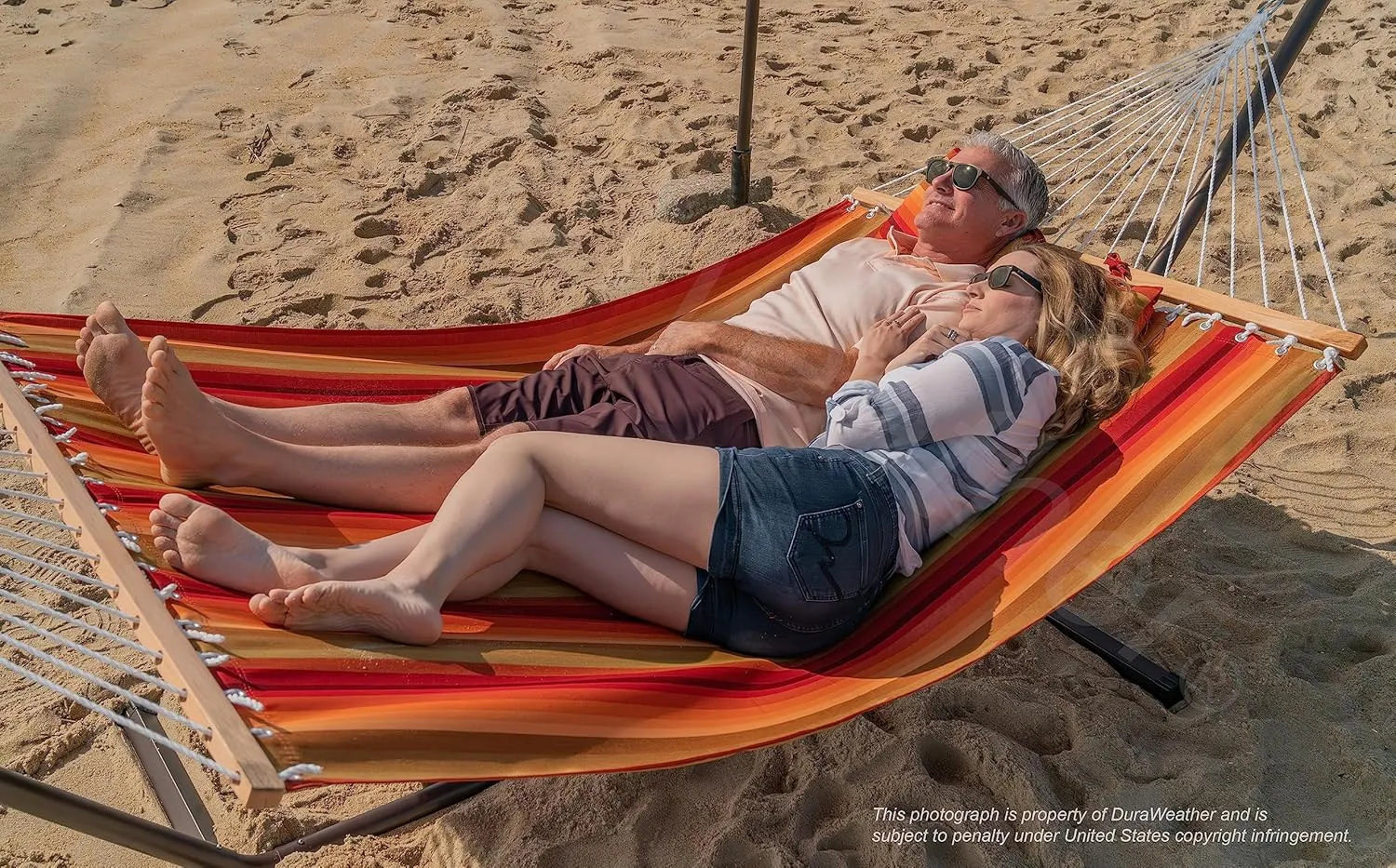 Classic All-Weather Outdoor Hammock with Pillow Sunbrella® Fabric Deluxe Size (Astoria Sunset (#56095-0000))
