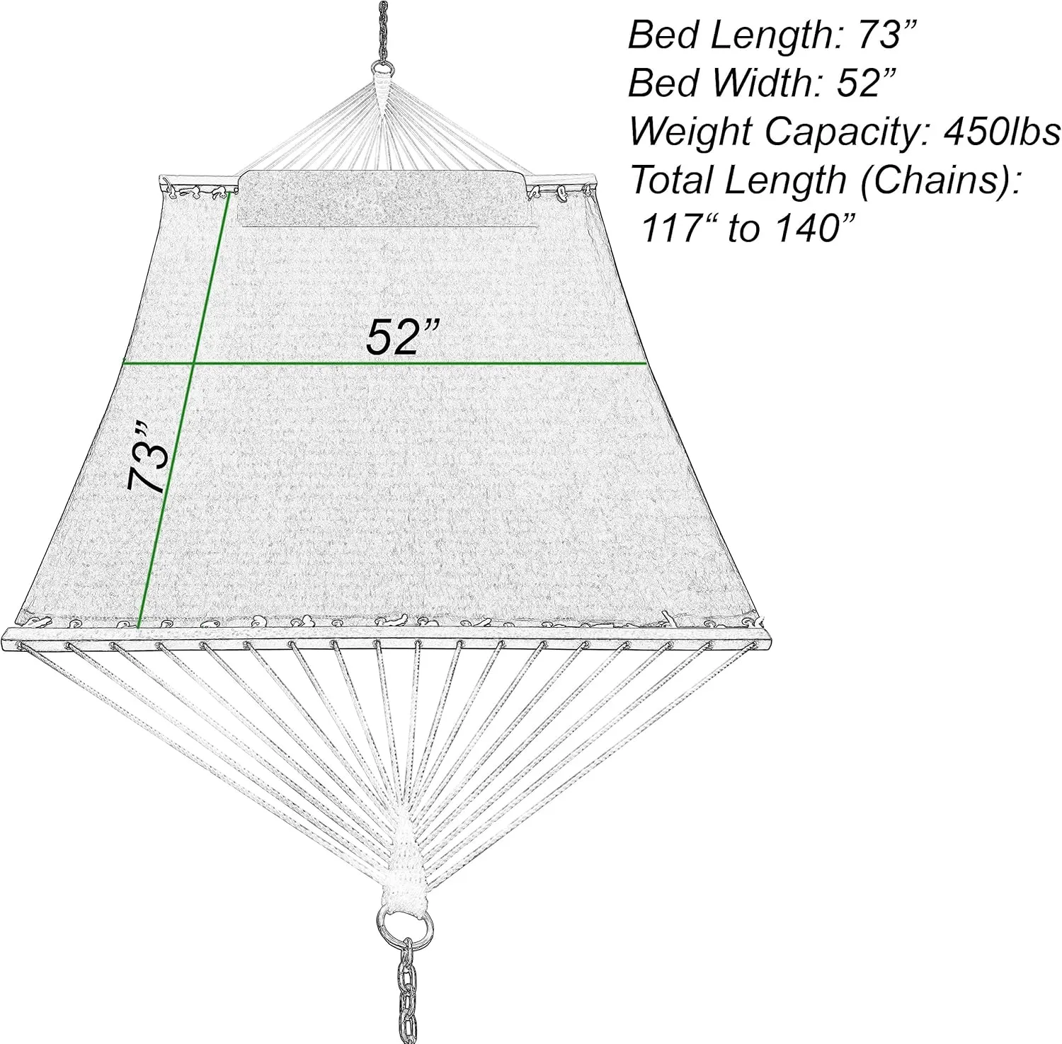 Classic All-Weather Outdoor Hammock with Pillow Sunbrella® Fabric Deluxe Size (Canvas Jockey Red (#5403-0000))