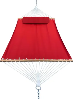Classic All-Weather Outdoor Hammock with Pillow Sunbrella® Fabric Deluxe Size (Canvas Jockey Red (#5403-0000))