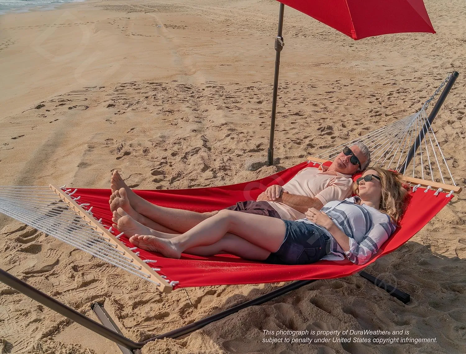 Classic All-Weather Outdoor Hammock with Pillow Sunbrella® Fabric Deluxe Size (Canvas Jockey Red (#5403-0000))