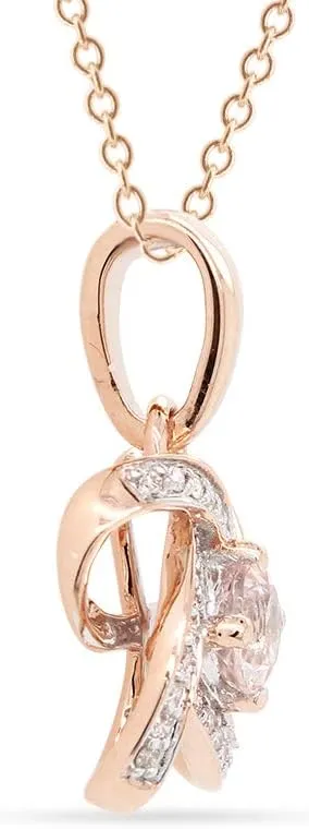 Classic Celtic Knot Pendant Necklace 4MM Round Cut Natural Morganite & Natural Diamond In 14K Gold Over Sterling Silver Gifts for Women (0.33 Cttw) 18" Chain