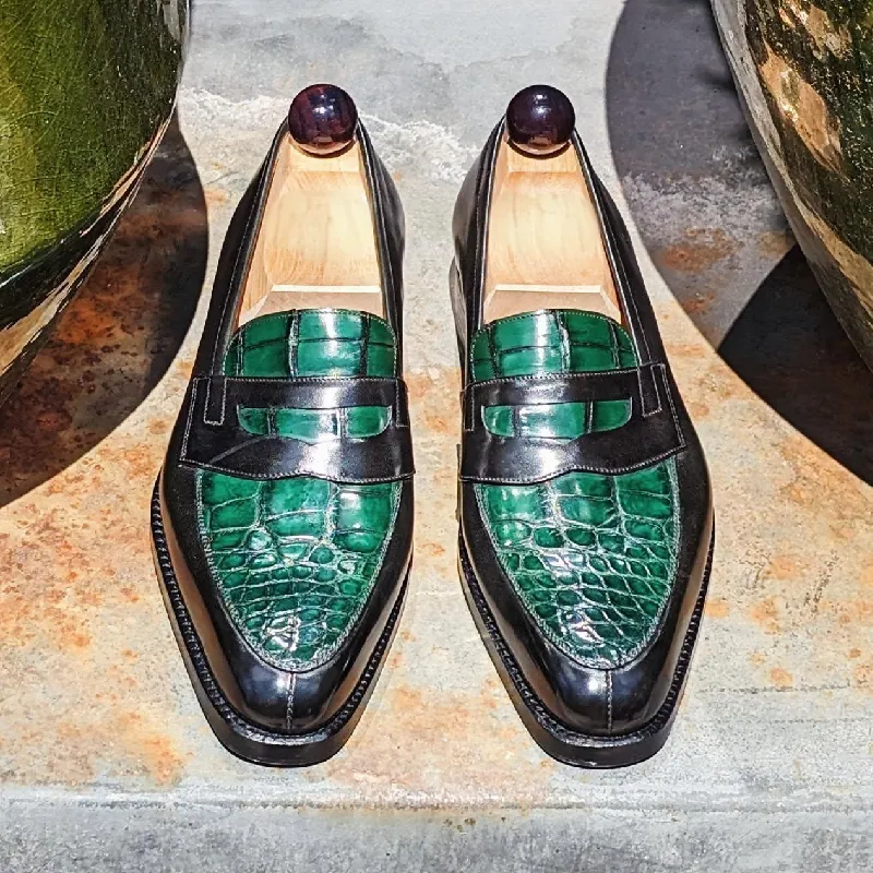 Classic Patchwork Crocodile Leather Loafers