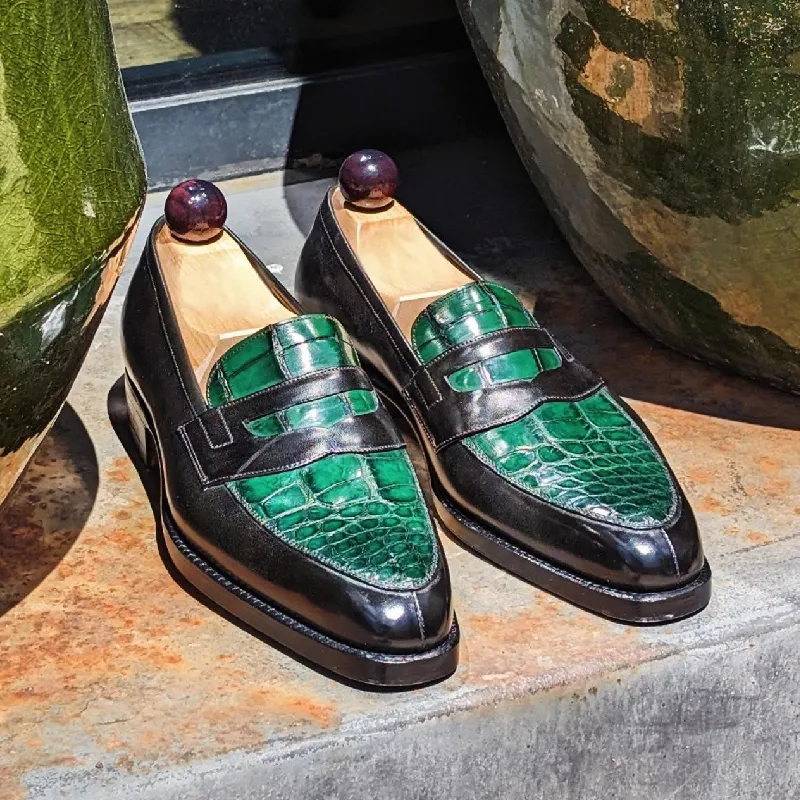 Classic Patchwork Crocodile Leather Loafers