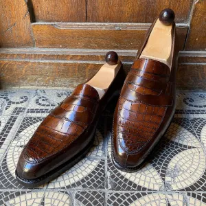 Classic Patchwork Crocodile Leather Loafers