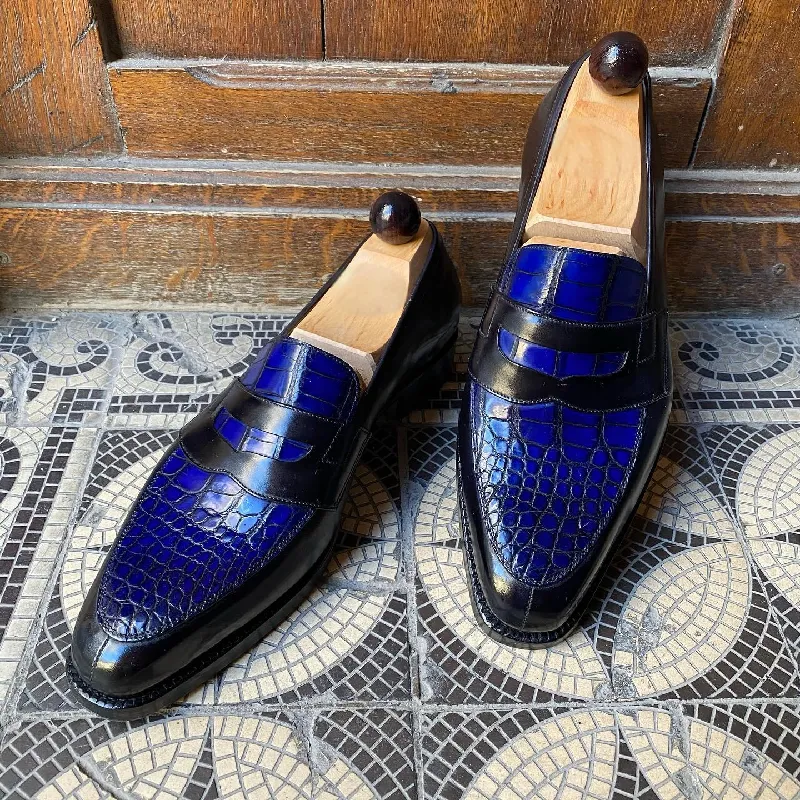 Classic Patchwork Crocodile Leather Loafers