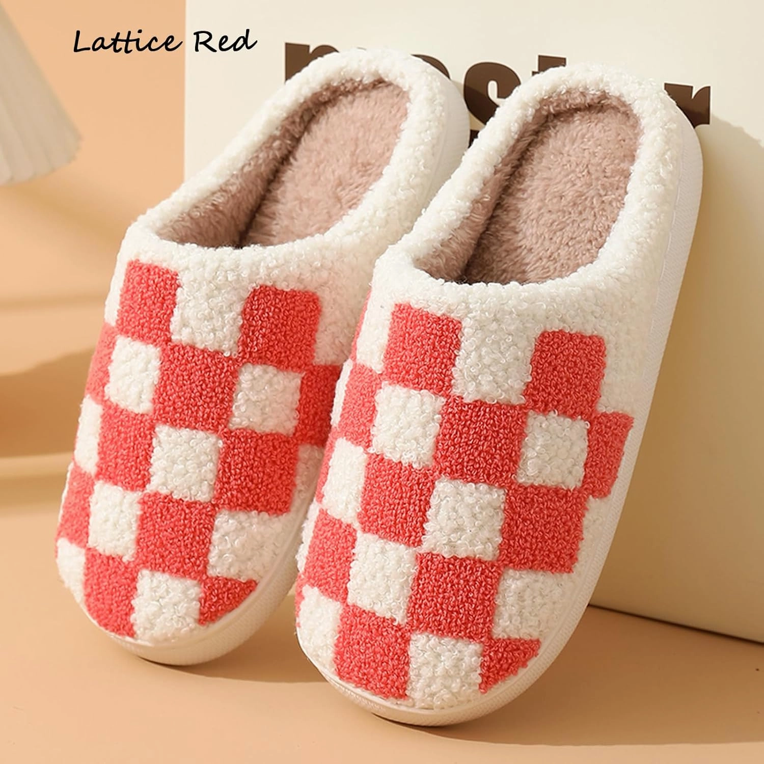Classic House Plaid Slippers For Women Mens,Cozy Non Slip Outdoor Indoor Plush Slides Slippers