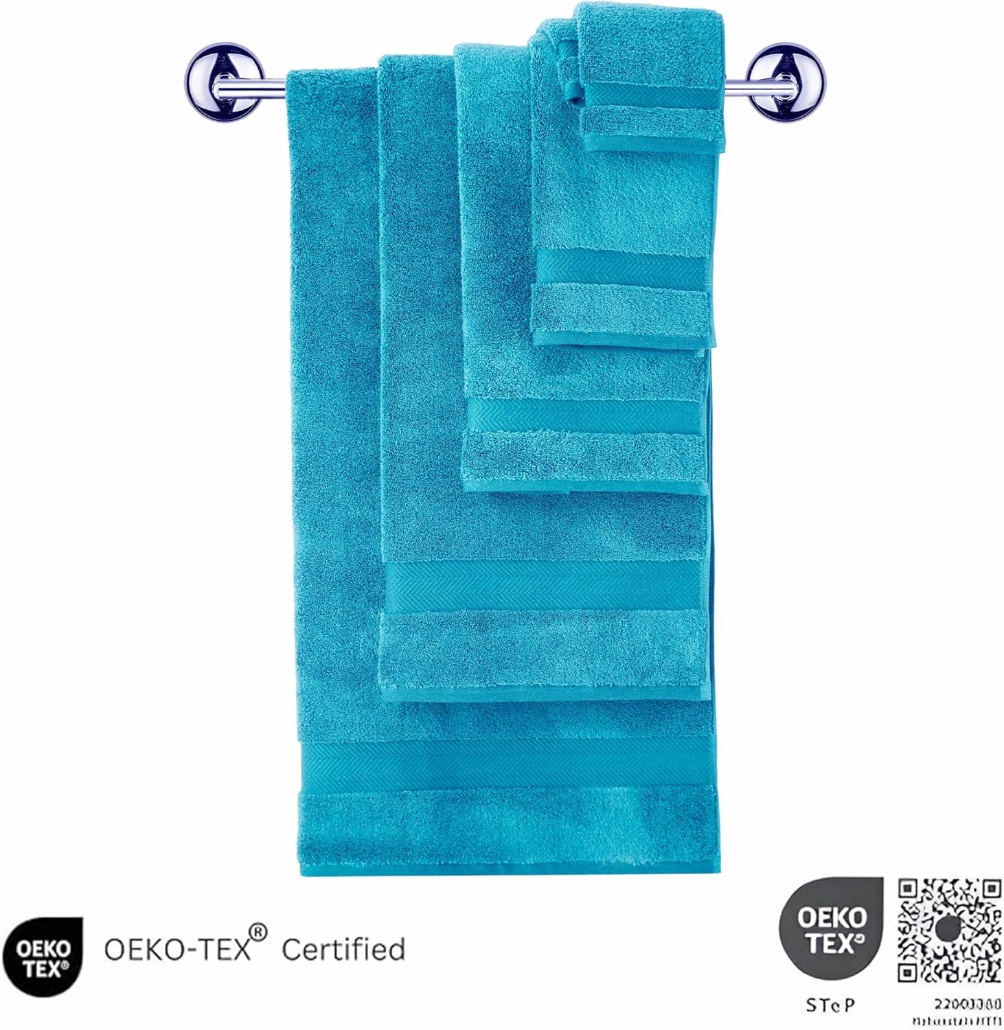Classic Turkish Towels CTT - Luxury 6 Piece Towel Set, 100% Turkish Cotton, Quick Drying, Highly Absorbent & Comfy, Includes 2 Bath Towels, 2 Hand Towels & 2 Washcloths | (Aqua)