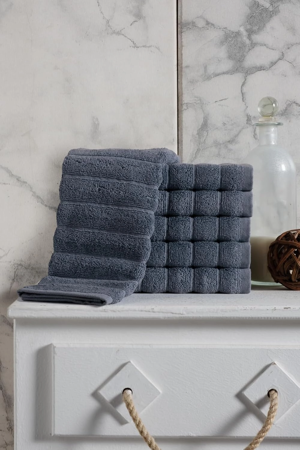 Classic Turkish Towels CTT Luxurious 100% Turkish Cotton Washcloths 6 Pack, Highly Absorbent & Quick Dry, Face Towels Wash Cloths for Hotel, Spa & Gym | 13"x13" (Blue)