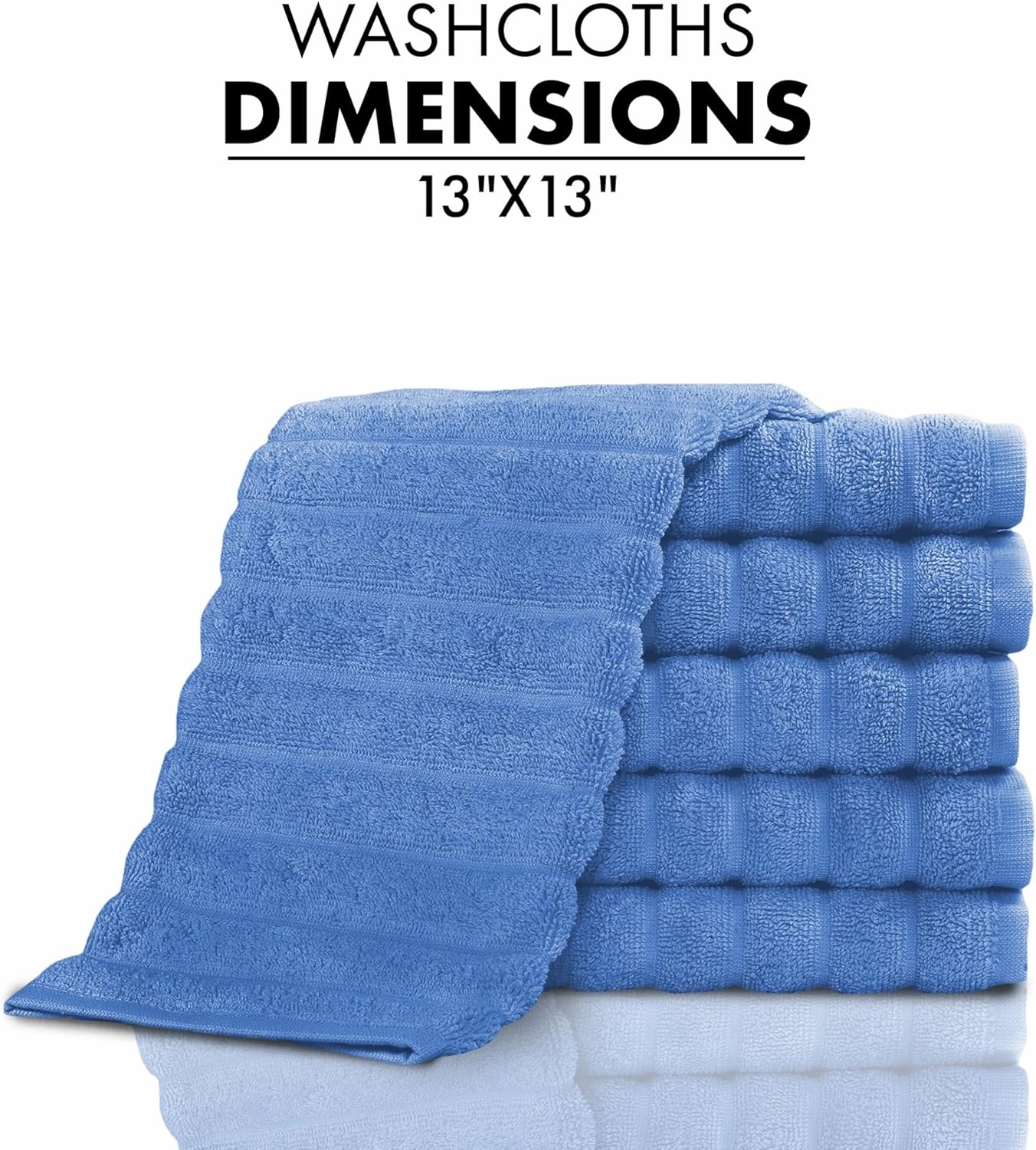 Classic Turkish Towels CTT Luxurious 100% Turkish Cotton Washcloths 6 Pack, Highly Absorbent & Quick Dry, Face Towels Wash Cloths for Hotel, Spa & Gym | 13"x13" (Blue)