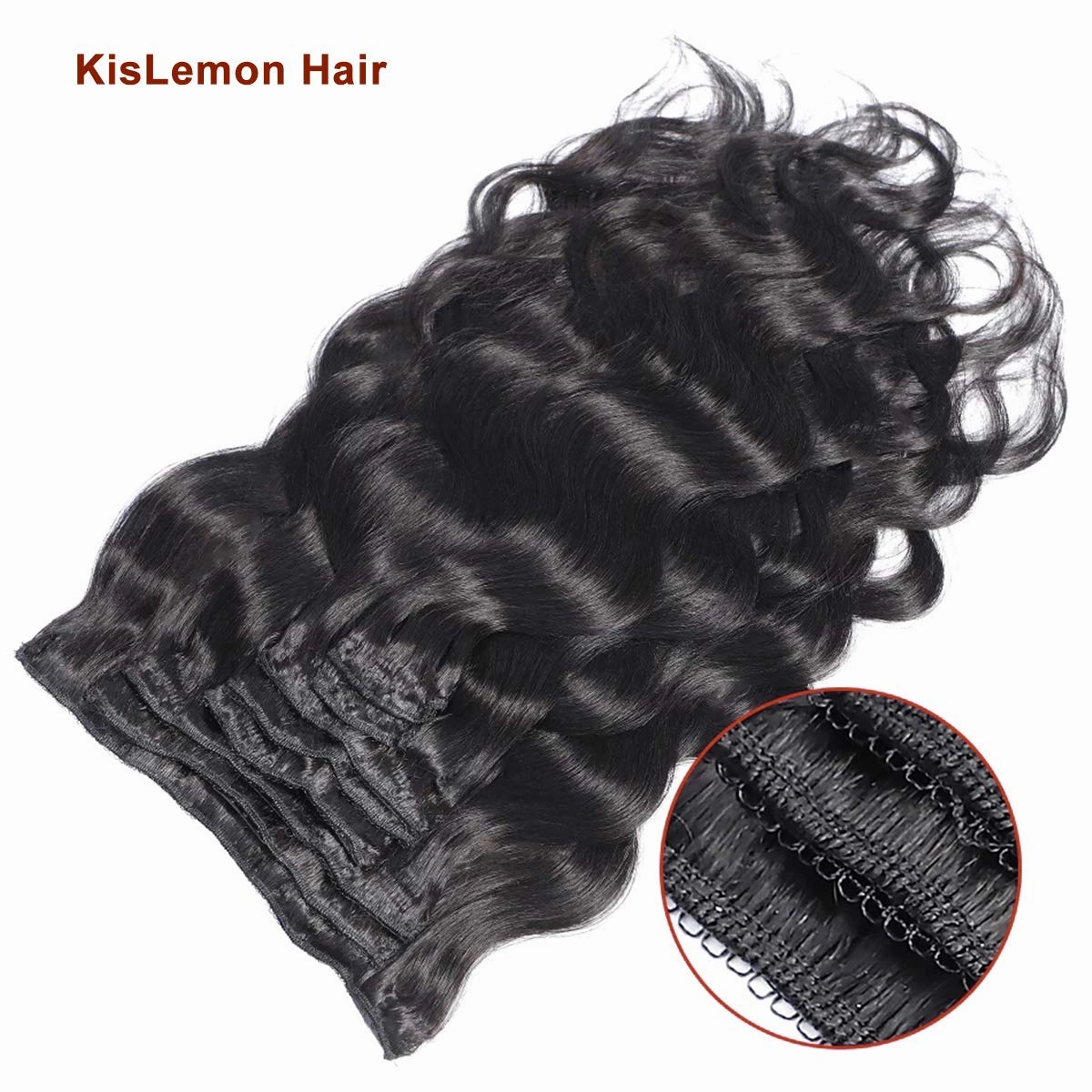 Clip in Human Hair Extensions 100% Unprocessed Brazilian Virgin Hair Clip in Hair Extensions Remy Body Wave Human Hair Natural Black Double Weft Long 8 Pieces/Lot 120g 22 Inch