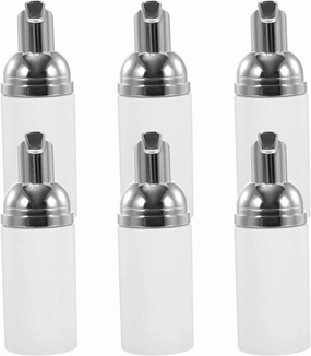 CLISPEED 6Pcs Foam Making Pump Bottles Refillable Plastic Containers with Silver Pump Head for Shampoo Conditioner Lotion and User Friendly Design for Easy Dispensing