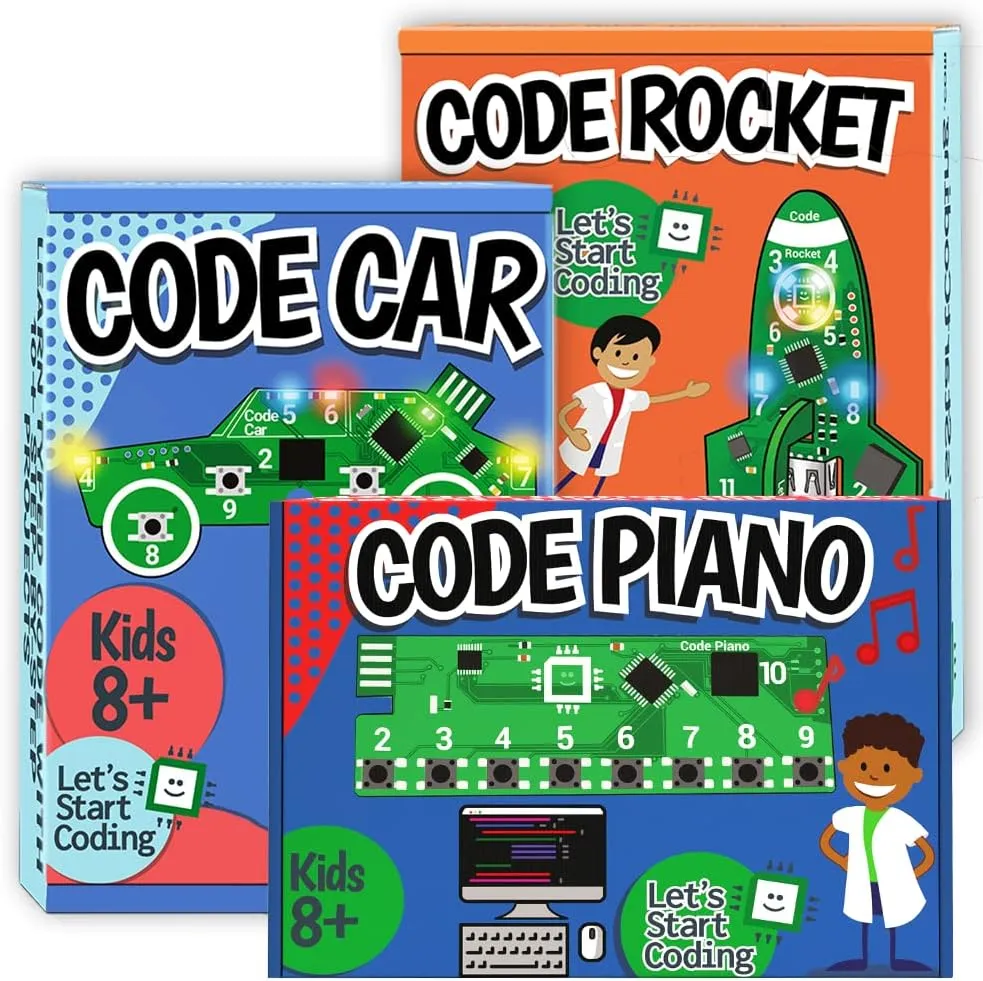 Code Car   Rocket   Piano Coding Bundle for Kids 8-12 . Block or Typed Code | Hands-on Coding Fun!