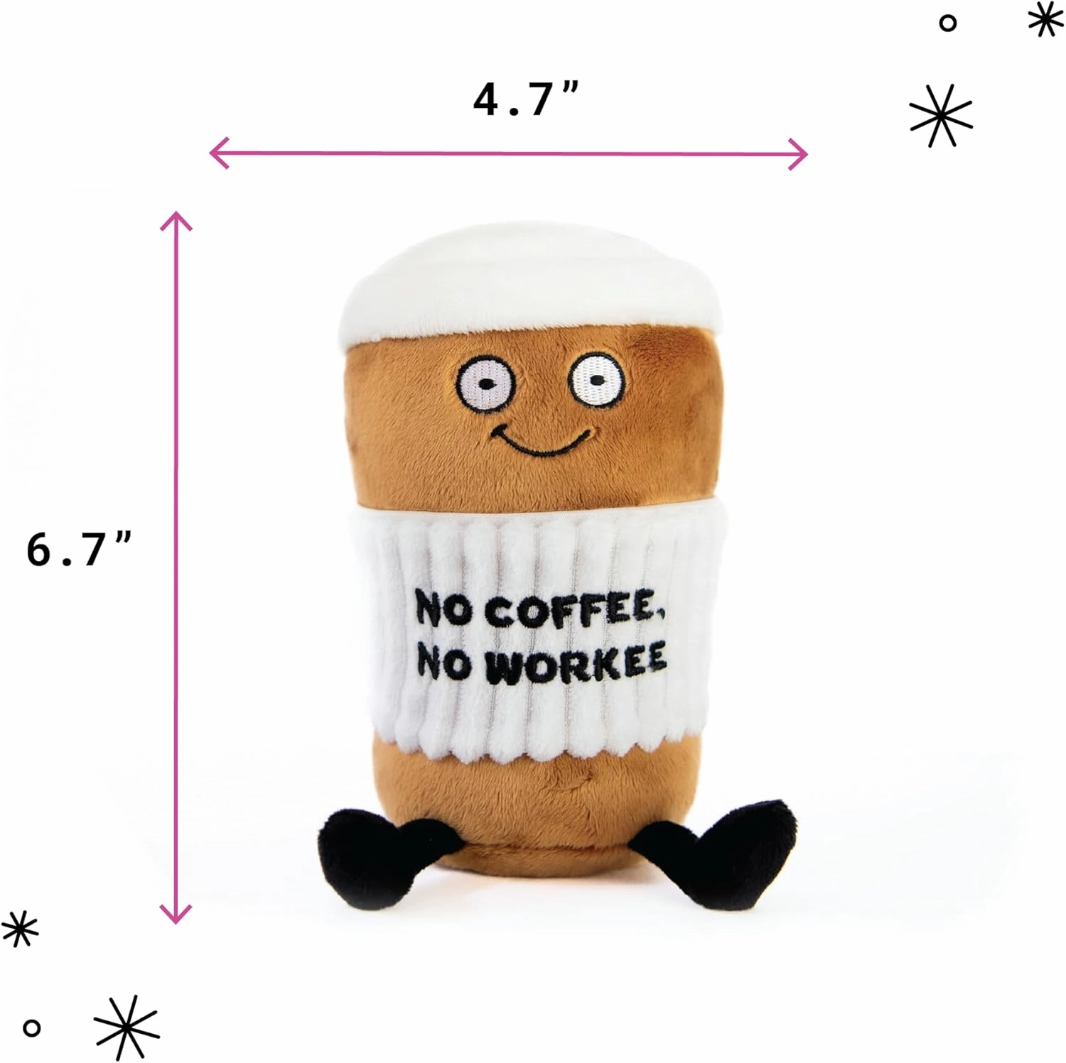 Coffee Plushie - No Coffee, No Workee Sassy Cup Plush, Gift for Coworkers, Sassy Food Plush Toy for Gifting