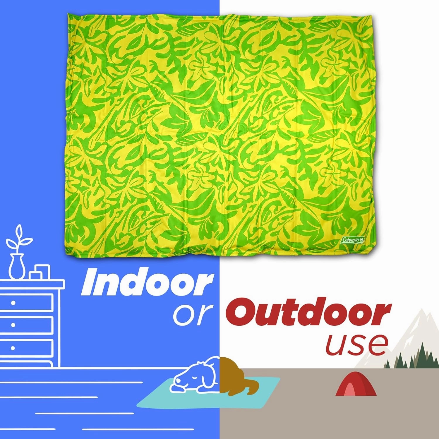 Coleman Medium Green Botanical Pattern Reversible Cooling Mat – 24” x 30”