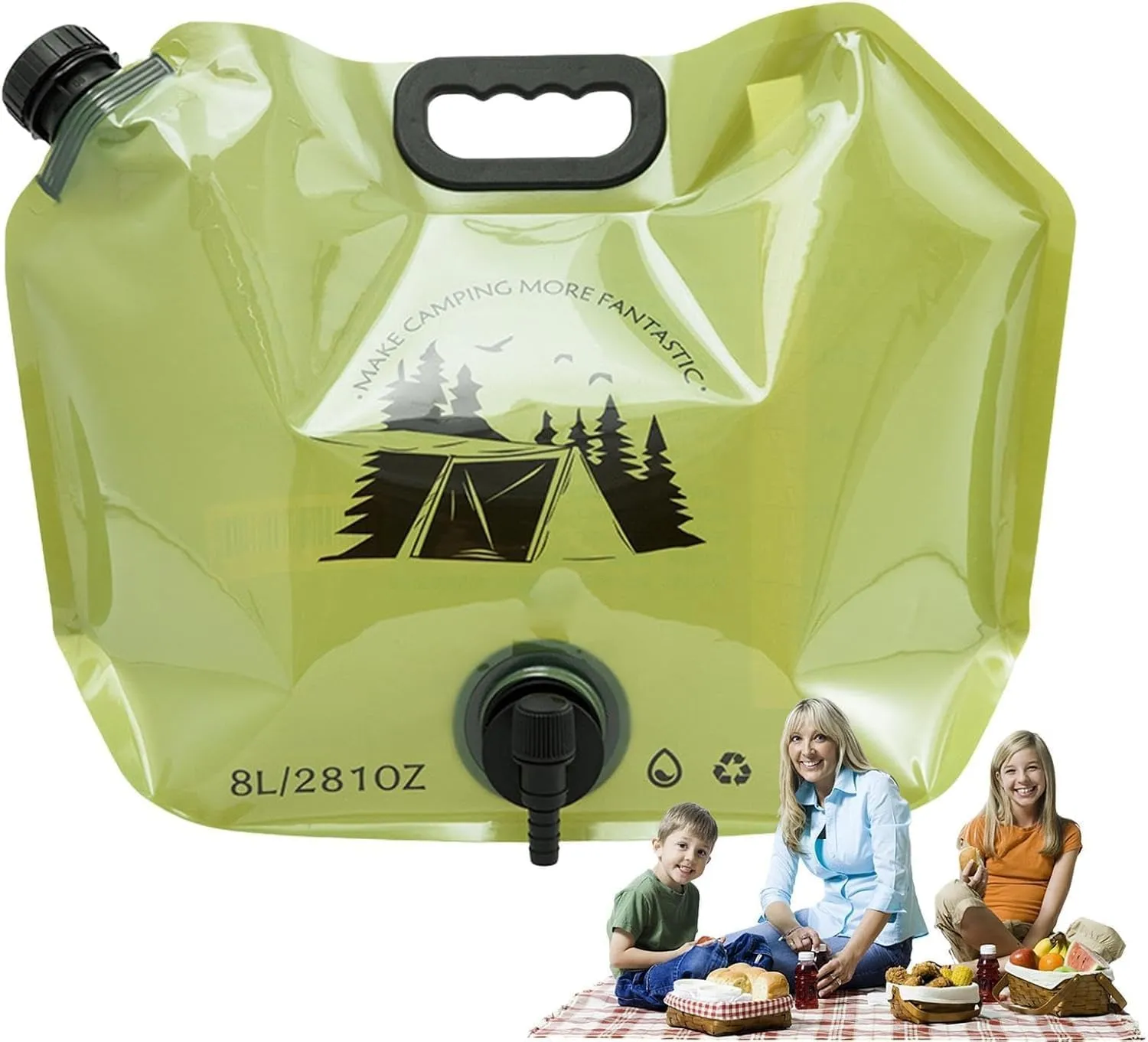 Collapsible Water Storage Carrier - 1.9 Gallon Portable Water Container with Spigot,Camping Water Bag for Outdoors Hiking Backpack Survival Kit (2PCS)