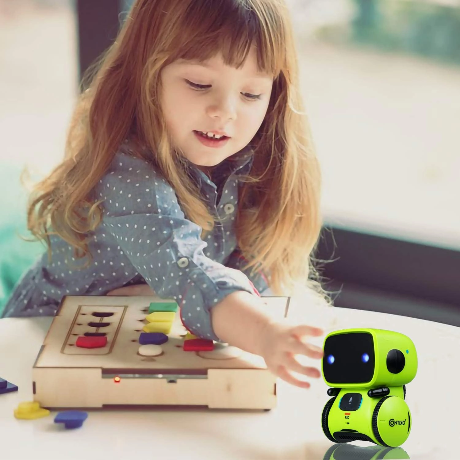 Contixo R1 Robot Toys for Kids, Lime Interactive Smart Robots with Voice Control Talking Dancing Learning Compact Educational Portable Toy for Boys Girls Toddlers Age 3-8 Years Old Birthday Gifts