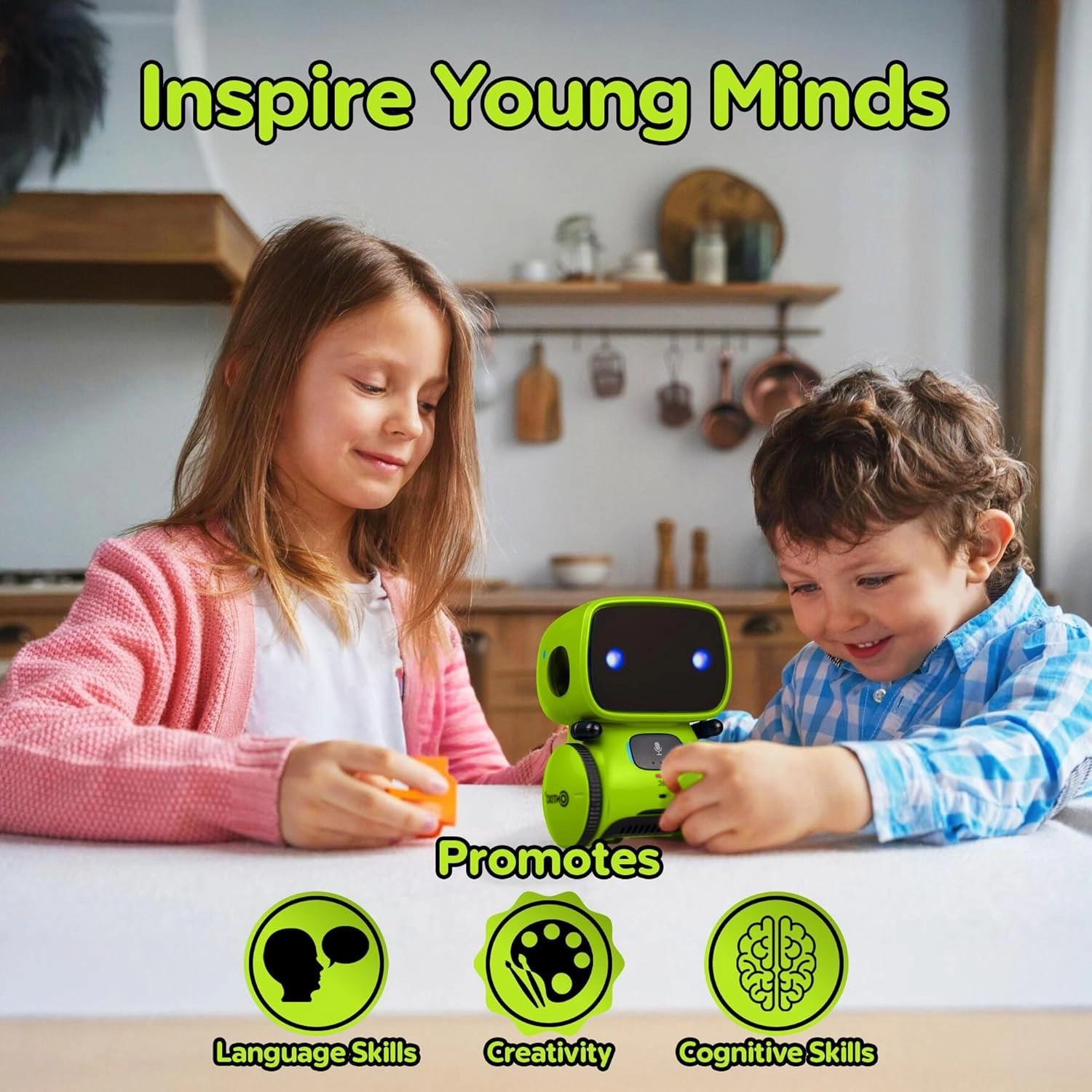Contixo R1 Robot Toys for Kids, Lime Interactive Smart Robots with Voice Control Talking Dancing Learning Compact Educational Portable Toy for Boys Girls Toddlers Age 3-8 Years Old Birthday Gifts