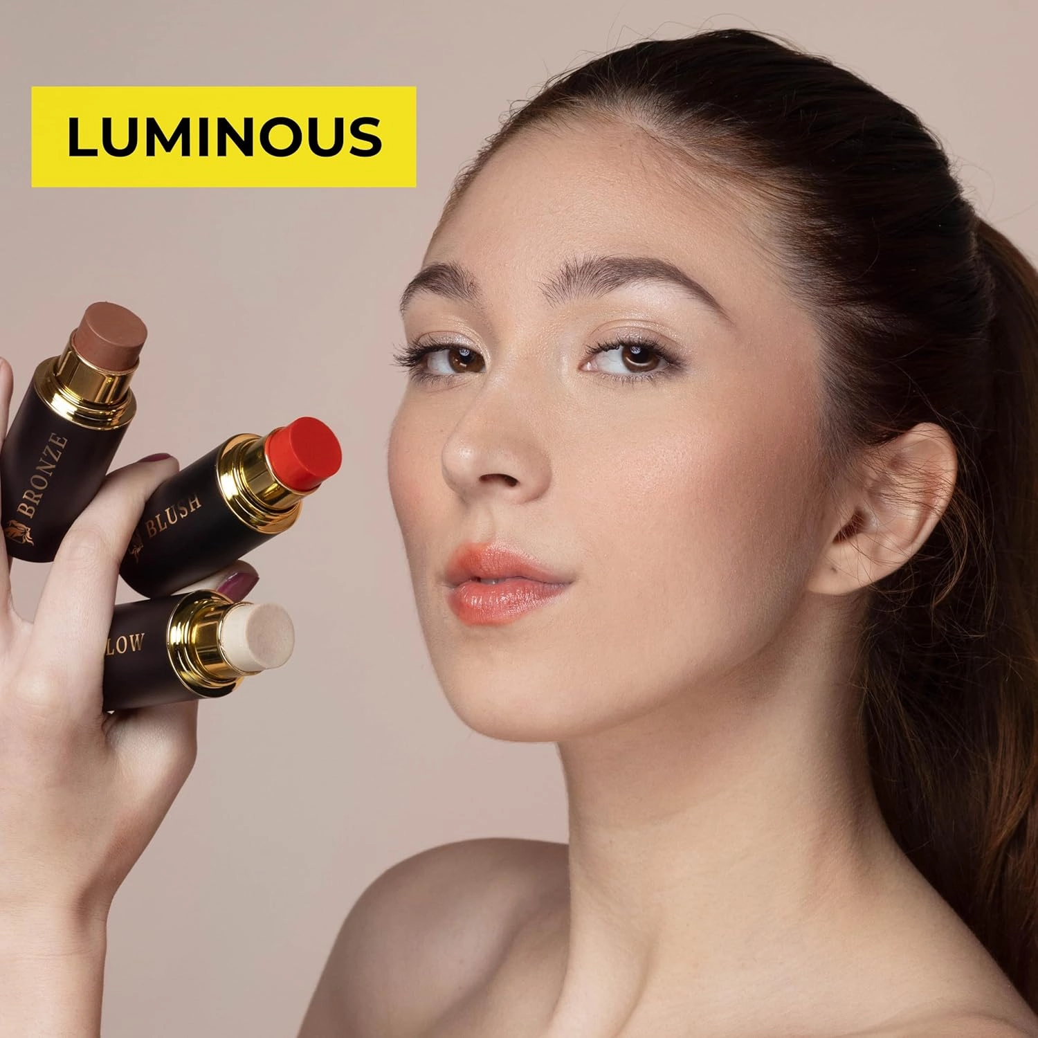 Contour Trio - Cream Bronzer, Blush & Highlighter Set – Pigmented, Buildable & Hydrating w. Shea Butter, Vitamin E & Hyaluronic Acid, Gift Set, Summer Glow (Luminous, Regular Trio)