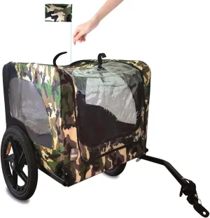 Convenient Pet Transport with Foldable Bicycle Trailer, Durable Design for Dogs Up to 88 lbs, Waterproof, Camouflage Color