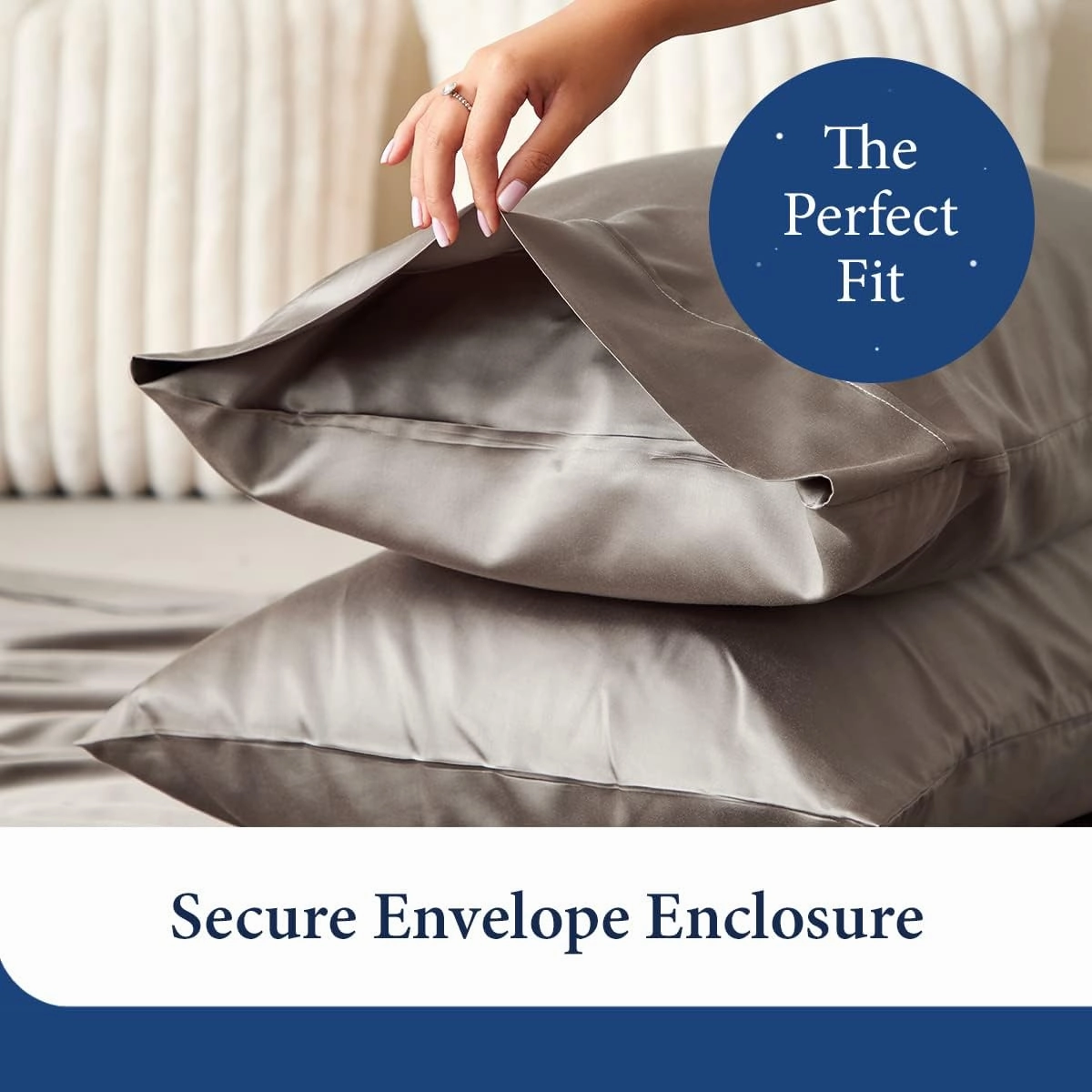 Cosy House Collection 100% Rayon Derived from Bamboo Pillowcase Set - Cooling, Breathable, Silky Soft 2-Piece Envelope Closure Pillow Cover Set (Standard/Queen, Royal Blue)