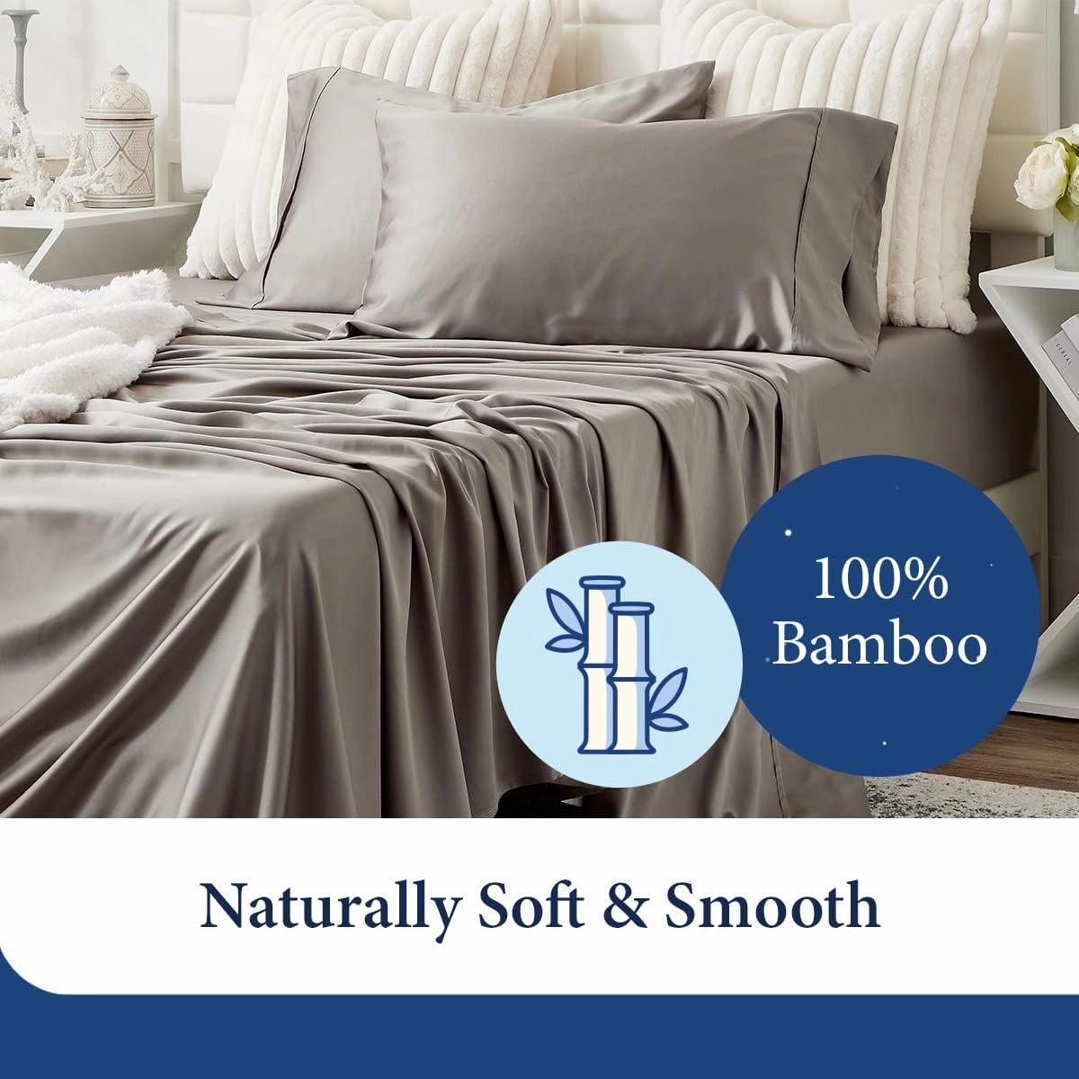 Cosy House Collection 100% Rayon Derived from Bamboo Pillowcase Set - Cooling, Breathable, Silky Soft 2-Piece Envelope Closure Pillow Cover Set (Standard/Queen, Royal Blue)