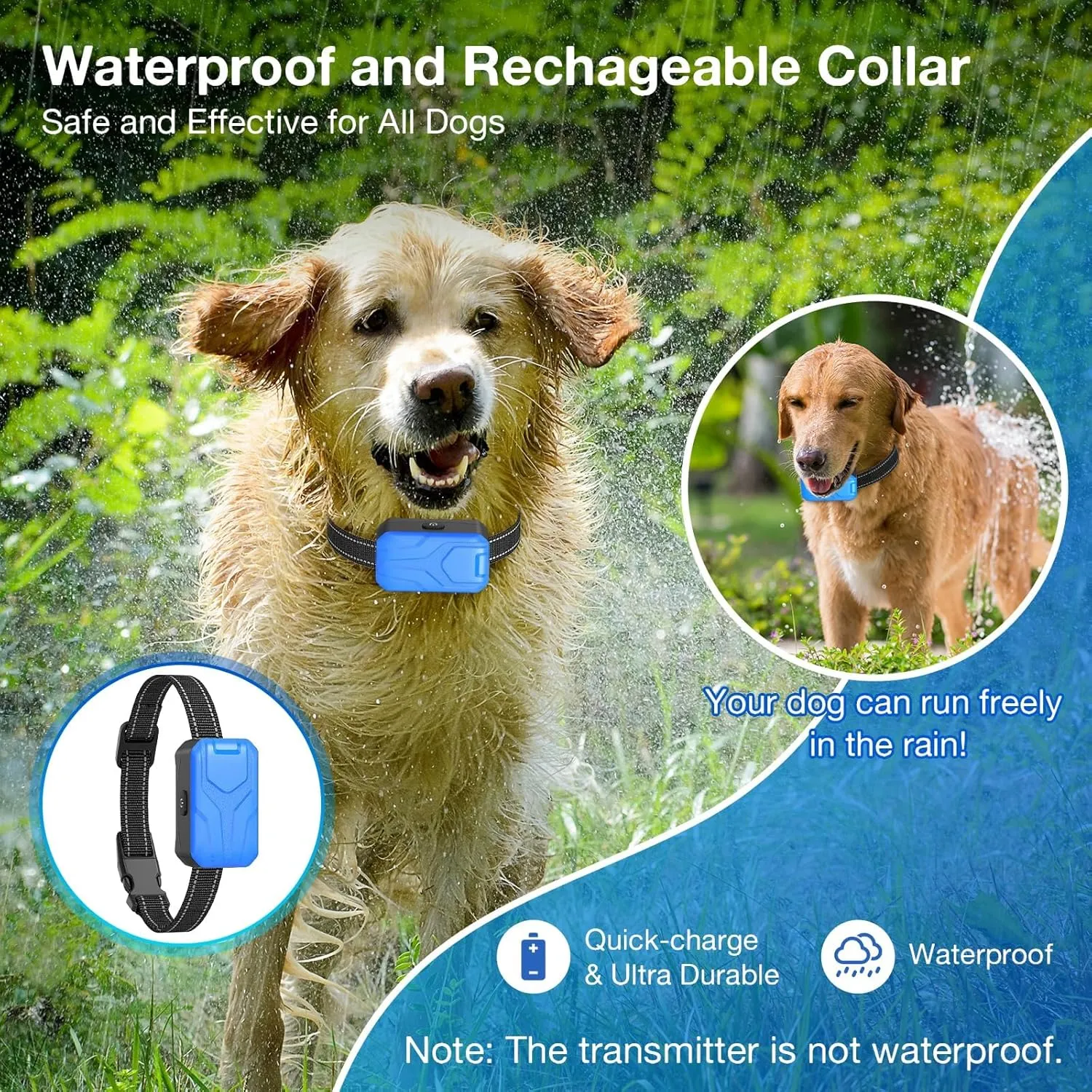 CPPSLEE Wireless Fence for Dogs, Electric Dog Fence, Wireless Dog Fence, Electric Fence for Dogs, 2 in 1 Wireless Dog Fence System and with Waterproof Dog Training Collar