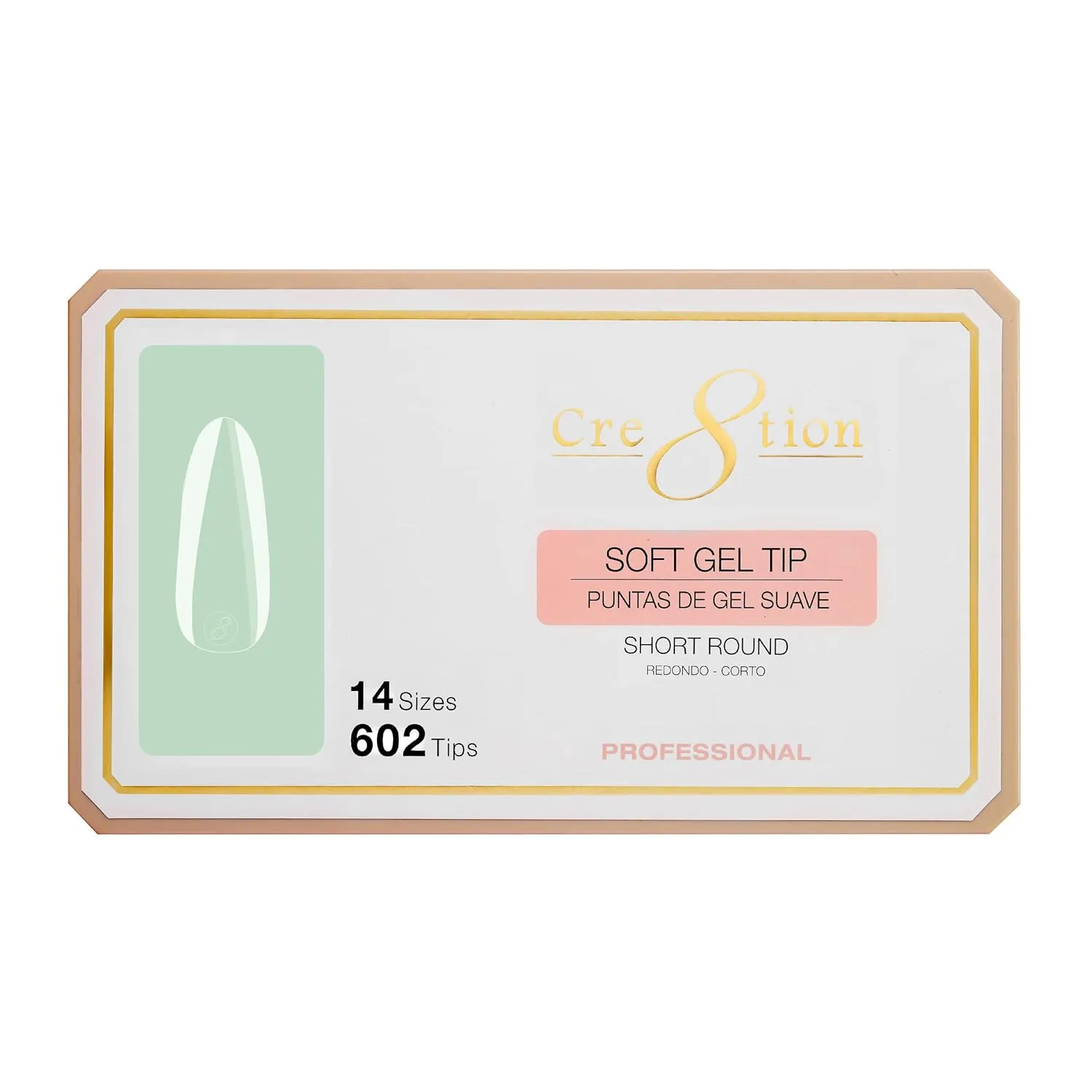 Cre8tion Soft Gel Nail Tips, Short Round Shape, 602 Tips in 14 Sizes (00-9) for Professional Nail Extensions