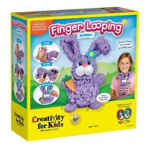 Creativity for Kids Finger Looping Bunny Craft Kit - Learn to Finger Knit for Kids - Make your own Plush Bunny Toy