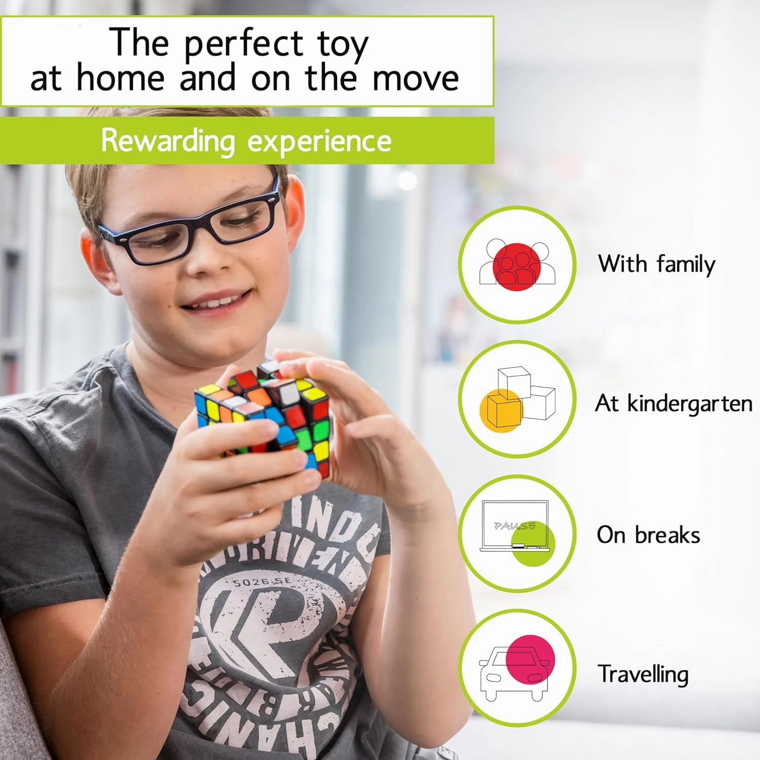 CUBIDI® Original Magic Cube 4x4 - Challenging Brain Teaser Fidget Toy for Beginners and Advanced Players - Fast Speed Cube Optimized for Smooth Spinning