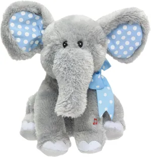 Cuddle Barn Elliot The Elephant - Animated Musical Blue Polka Dotted Stuffed Animal Plush Toy Sways, Flaps Floppy Ears, and Sings Do Your Ears Hang Low, 12"
