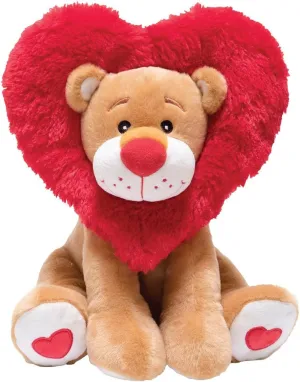 Cuddle Barn - Lionheart | Animated Valentine's Red Lion Stuffed Heart-Shaped Animal Plush Toy, Dances and Lights Up to Come and Get Your Love, 12 Inches