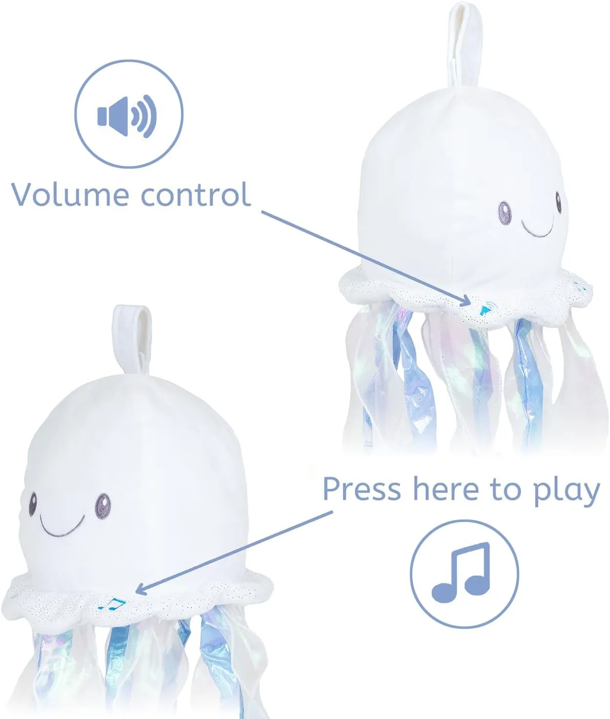 Cuddle Barn - LullaBabies Glimmer The Jellyfish Animated Musical Stuffed Animal Fish Plush Toy for Babies with Night Light Glow, Volume Control, 12 inches