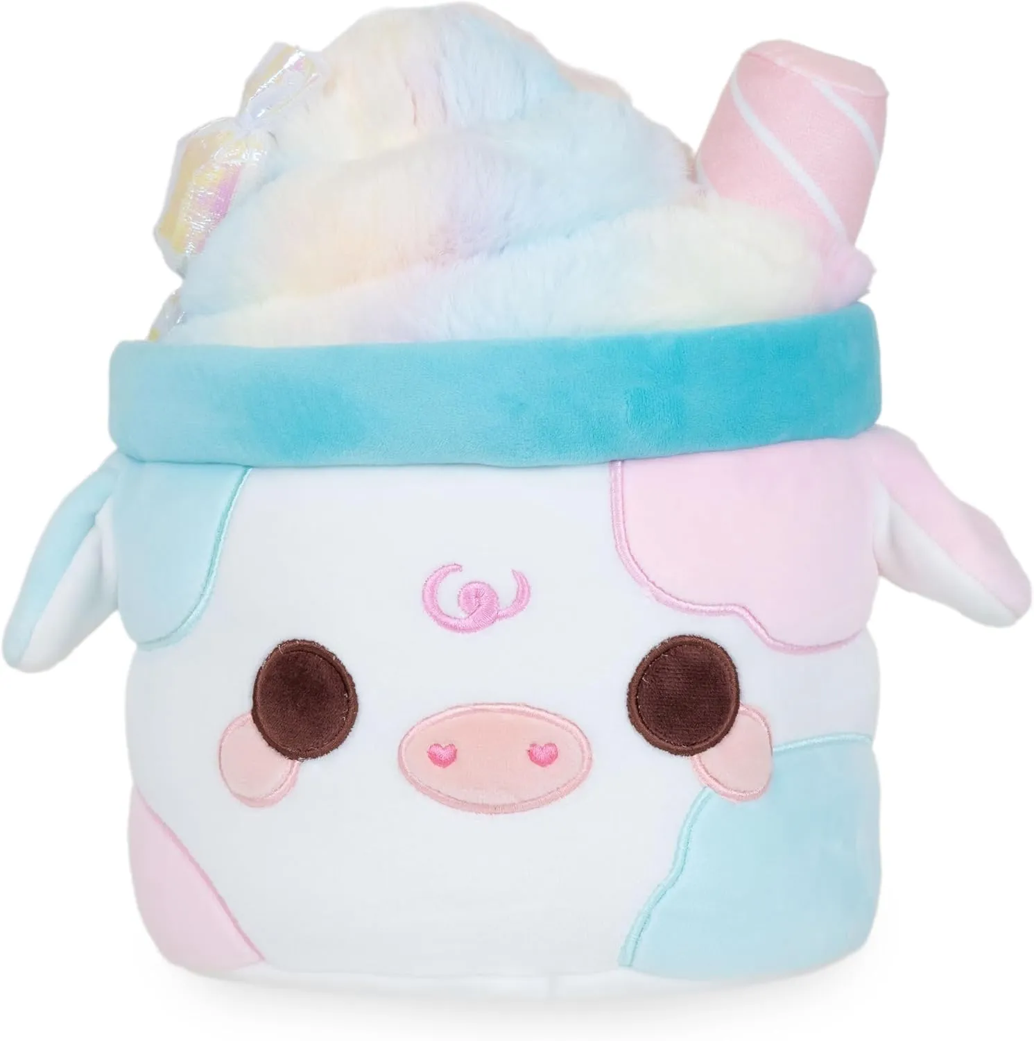 Cuddle Barn PlushGoals - Cotton Candy Mooshake | Super Soft Cute Kawaii Pink Blue Pastel Cow Dessert Drink Collectible Plush Toy, 11 inches
