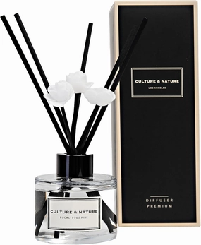 CULTURE & NATURE Reed Diffuser Set 4oz (120ml) Eucalyptus Pine Scented Diffuser with Sticks Home Fragrance Reed Diffuser for Bathroom Shelf Decor