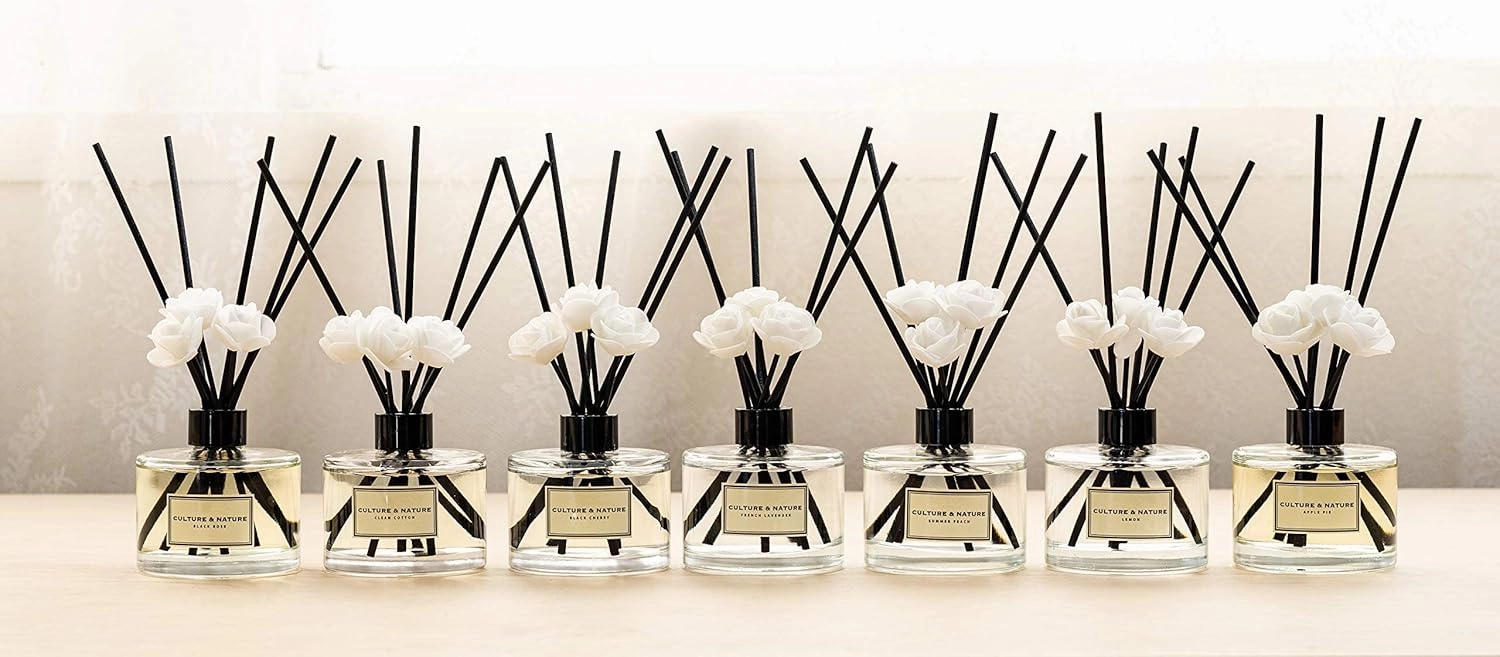 CULTURE & NATURE Reed Diffuser Set 6.7oz (200ml) Lime Basil Mandarin Scented Diffuser with Sticks Home Fragrance Reed Diffuser for Bathroom Shelf Decor
