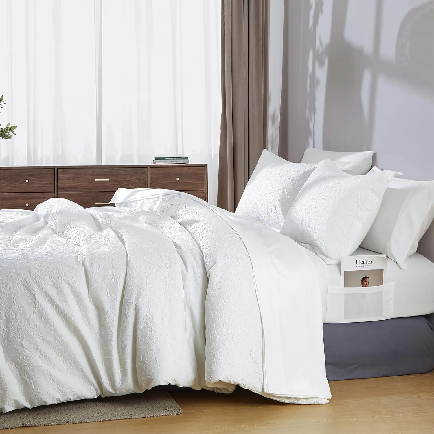 Cupocupa King Size Comforter Set; Bed in A Bag 7 Pieces Comforter Sets; Ultra-Soft Lightweight King Comforter; Floral Bedding Set for All Seasons