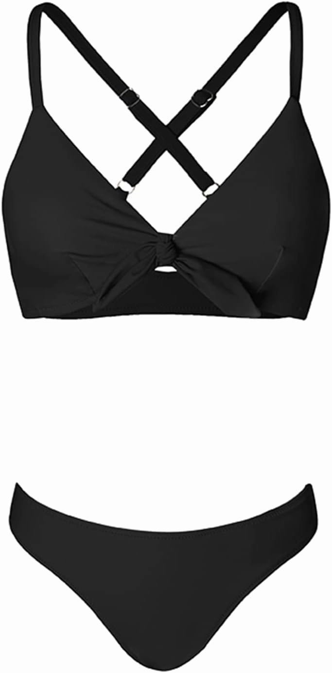 CUPSHE Women's Two Piece Bikini Set Floral Print Knot Bunny Tie