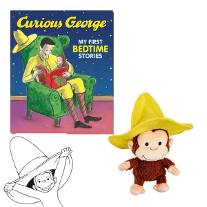 Curious George Plush Gift Set - 6 Stories by H A Rey, Book Character Curious George Stuffed Animal Monkey, and Coloring Page (Humorous, Adventures Wrapped in Love - Sweet Dreams Bedtime Little One)