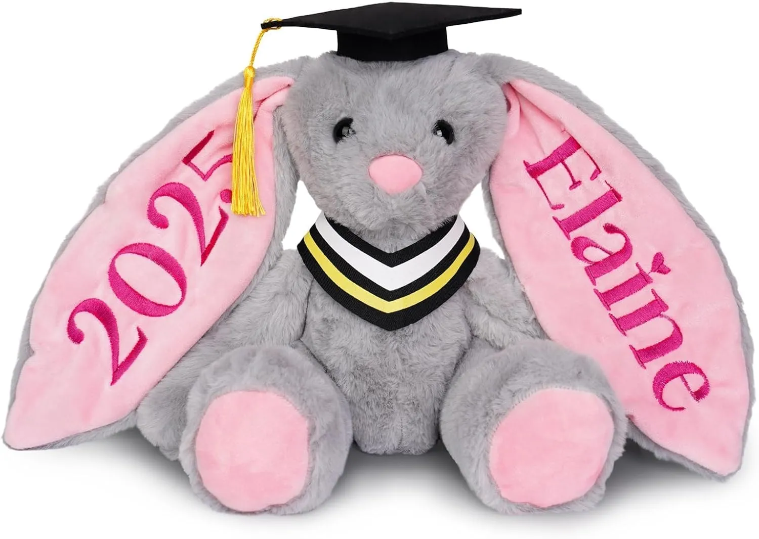 Custom Graduation Plush Bunny Gift 2025 for Her Him, Embroidered Bunny Graduation Stuffed Animal with Name for Kids Girls Boys, Kindergarten High School College Graduation Gifts