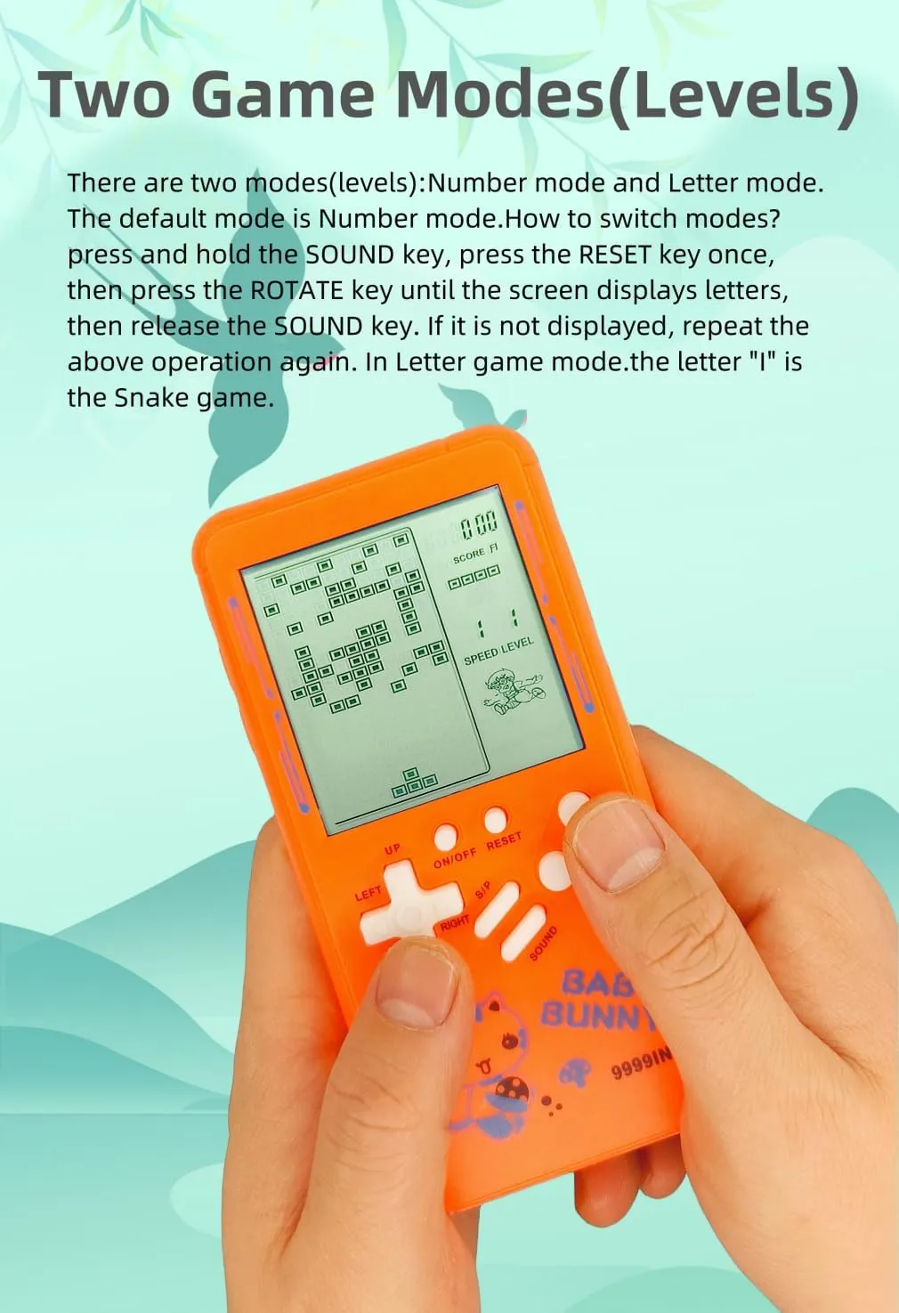 Cute Cartoon Pattern Brick Game Console Built-in Multi-Block Games Racing/Tank Battle Retro Pocket Game Machine Electronic Game Portable Toys for Children/Adults (Yellow)