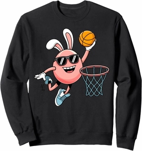 Cute Basketball Bunny Egg Dunk Graphic Toddler Girls Women Sweatshirt