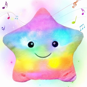 Cuteoy 13" Musical Rainbow Star Plush Pillow Glowing Twinkle Night Light Stuffed Animal LED Toys Adjustable Volume Birthday for Girls Boys