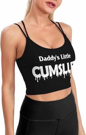 Daddys Lil Fuck Toy Sports Bras for Women Yoga Fitness, Padded Comfortable Sleeping Bra Funny Gifts for Wife Girlfriend