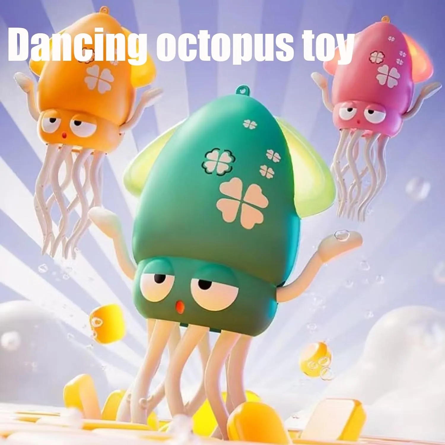 Dancing Octopus Toy, Magic Electric Dancing Octopus Toy with Colorful LED Lights & USB Charging, Playful Octopu Toys with Automatic Obstacle Avoidance and Fishing Rod for All Ages (Pink)