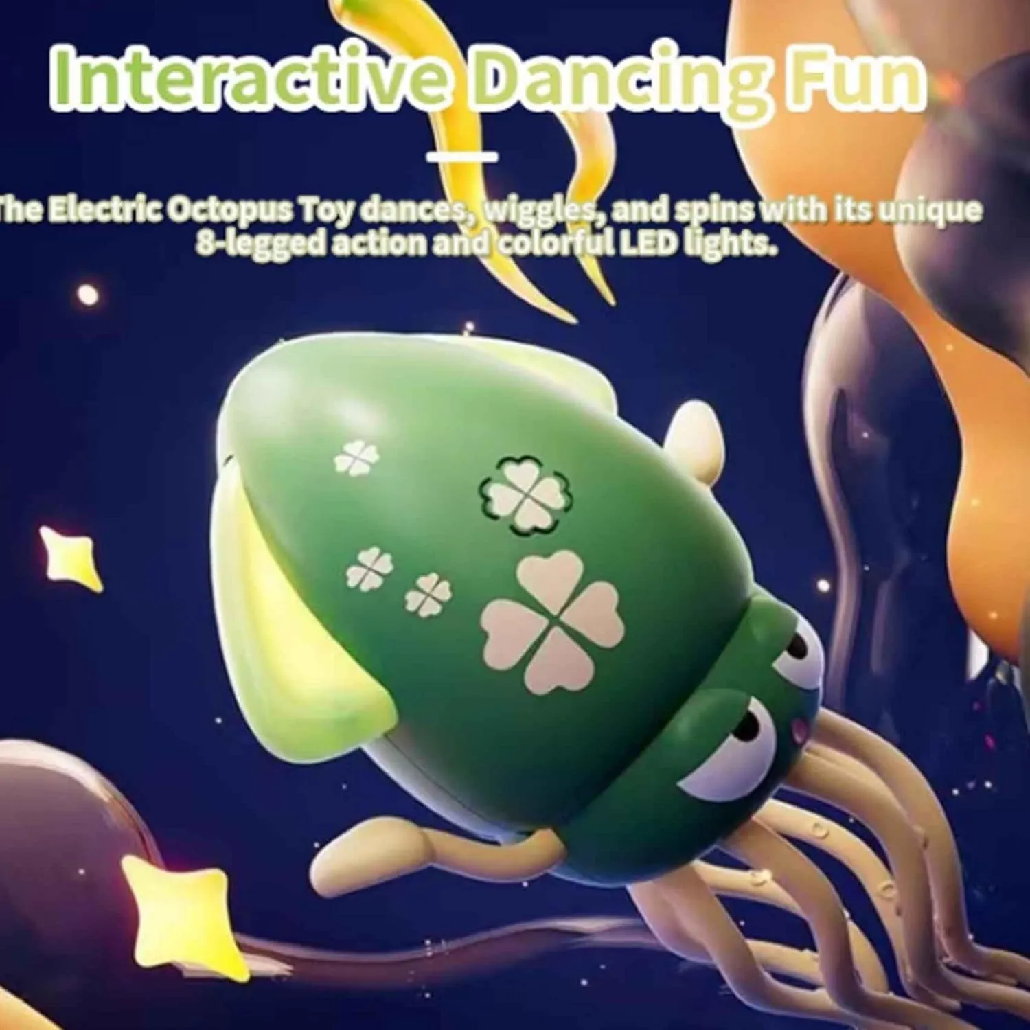 Dancing Octopus Toy, Wiggly Wonder Octopus with LED & Music, Smart Tentacle Explorer, Creative Crazy 8-Leg Action Crawling Octopus with Automatic Obstacle Avoidance and Fishing Rod for All Ages (#B)