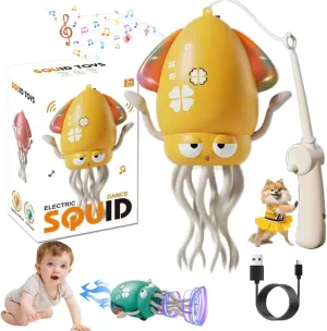Dancing Octopus Toy, Wiggly Wonder Octopus with LED & Music, Smart Tentacle Explorer, Creative Crazy 8-Leg Action Crawling Octopus with Automatic Obstacle Avoidance and Fishing Rod for All Ages (#B)