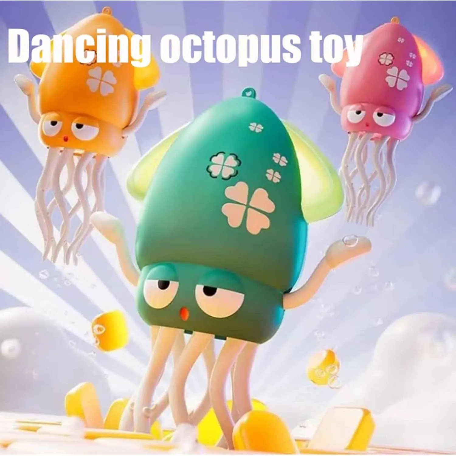 Dancing Octopus Toy, Wiggly Wonder Octopus with LED & Music, Smart Tentacle Explorer, Creative Crazy 8-Leg Action Crawling Octopus with Automatic Obstacle Avoidance and Fishing Rod for All Ages (#B)