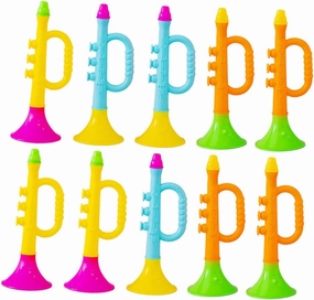 DECHOUS 12pcs Simulated Musical Instrument Party Props Game Cheering Horn Football Game Accessories for Fans Noise Maker Cheering Prop Funny Trumpet Party Plastic