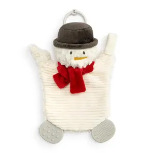 DEMDACO Teether Buddy Classic White and Red 10 x 7 Inch Polyester Plush Stuffed Animal Blankie Holiday Snowman