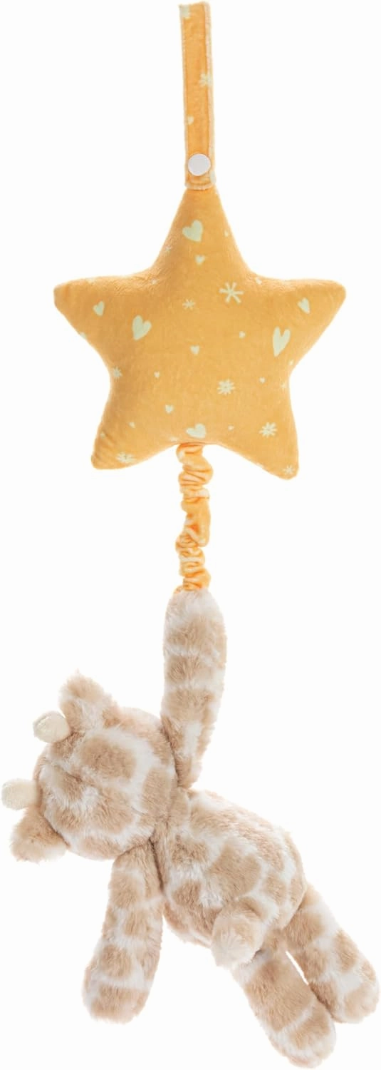 DEMDACO Musical Pull Toy 22 x 6 Inch Polyester, Soft Cuddly, Plush Stuffed Animal, Plays Twinkle, Twinkle, Little Star, Brown and Yellow, Giraffe